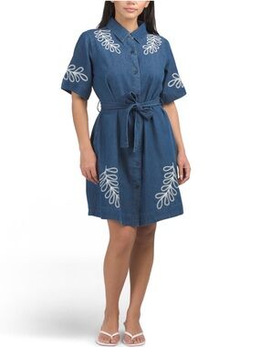 SOLITAIRE
Short Sleeve Denim Soutache Detail Mini Dress